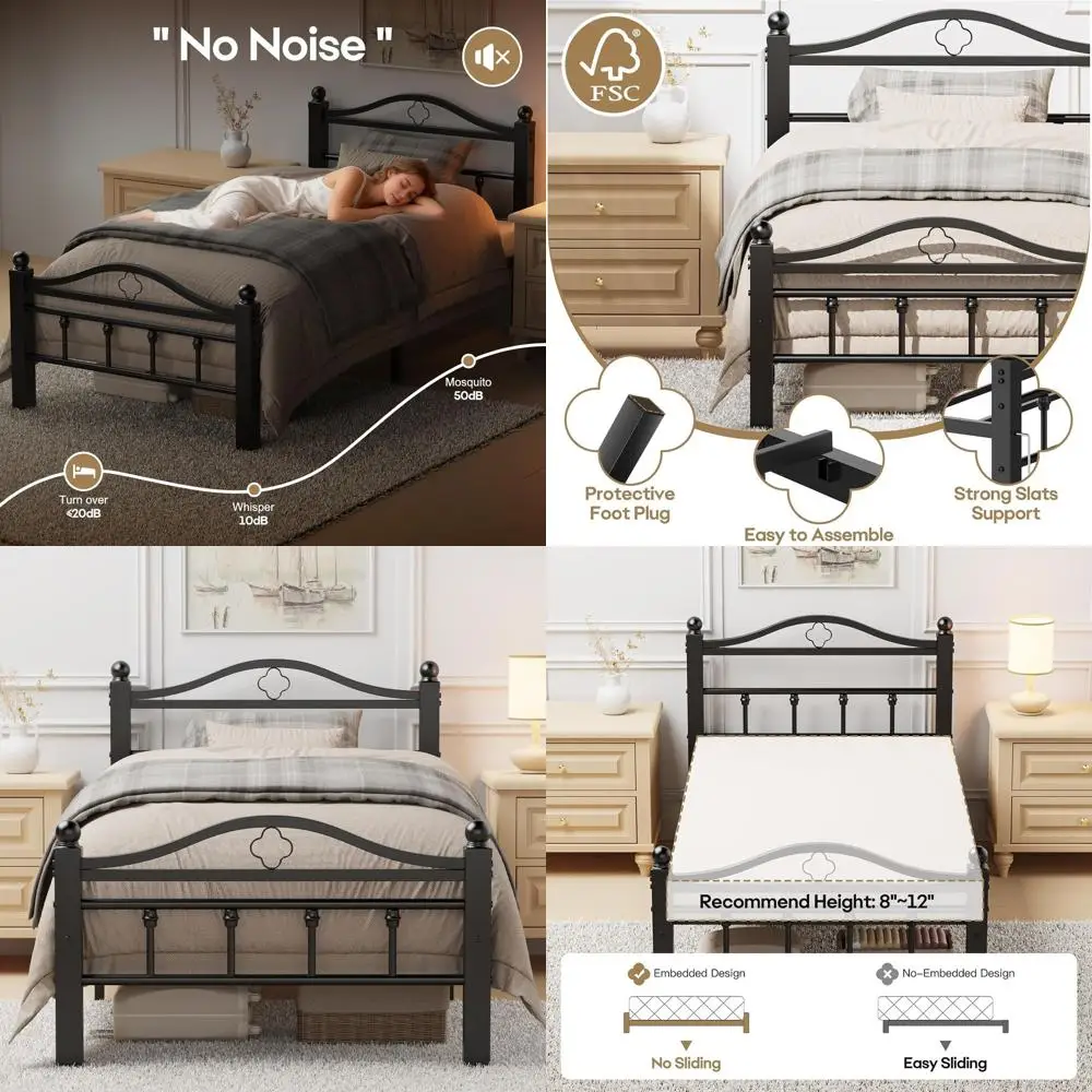 

Двуспальная кровать-платформа в винтажном стиле, усиленная конструкция, с шумопоглощением, 12 мест для хранения, не требует пружинного блока, простая сборка