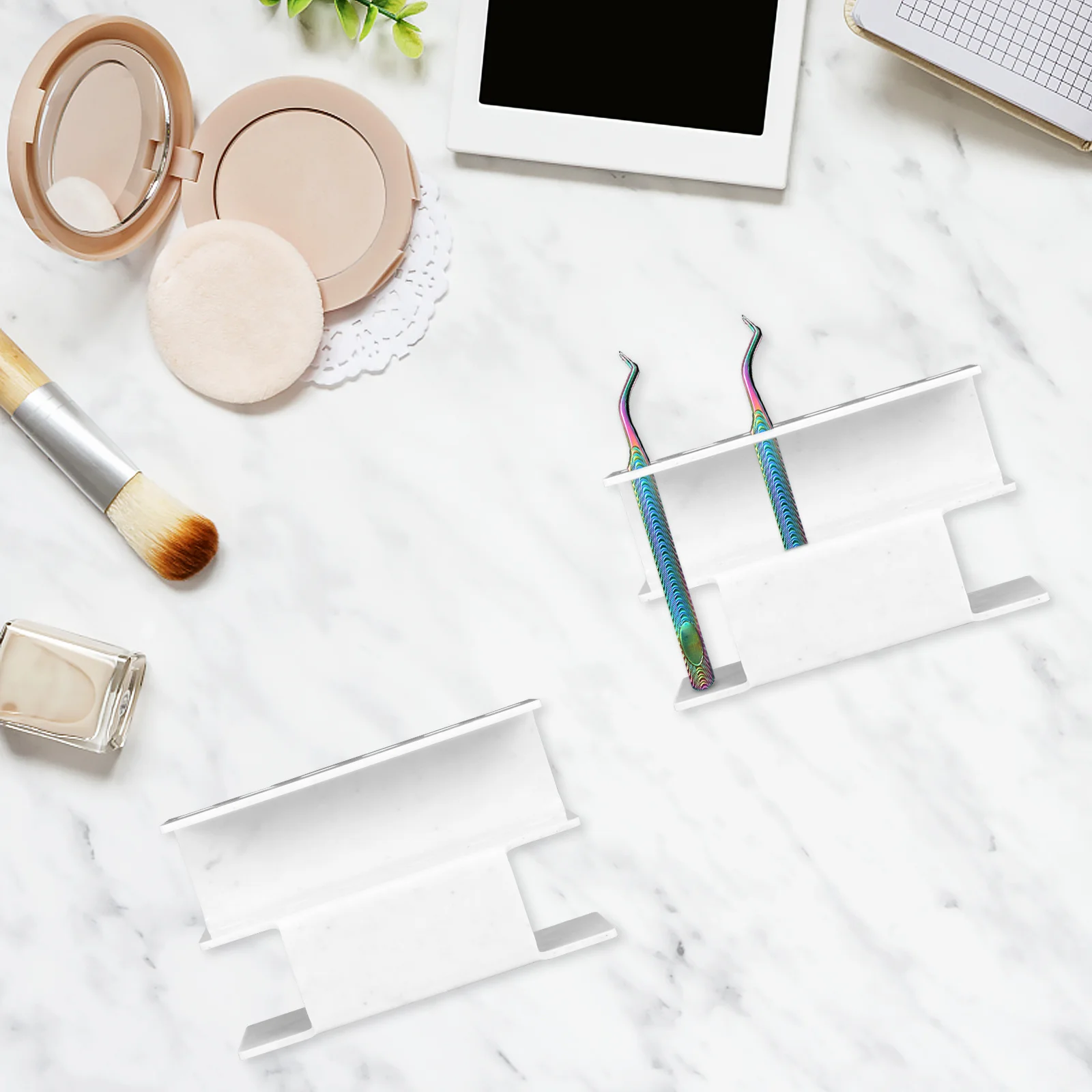 Suporte de armazenamento de pinça de extensão de cílios suporte acrílico 6 furos organizador rack de exibição para ferramentas de maquiagem suporte de pinça