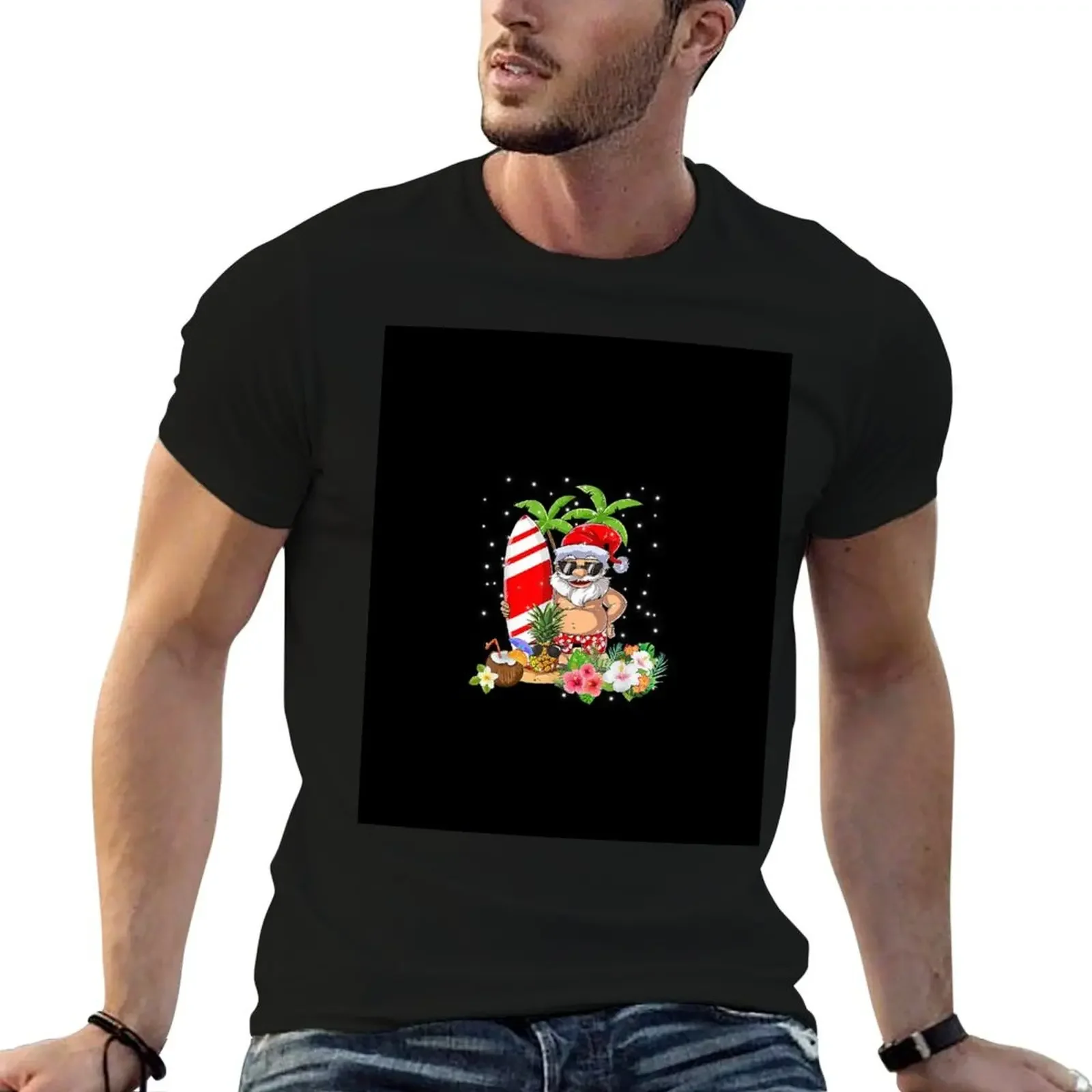 Christmas in July Santa Hawaiian Surfing Summer T-Shirt blacks essential t shirt baggy shirts customs mens graphic t-shirts