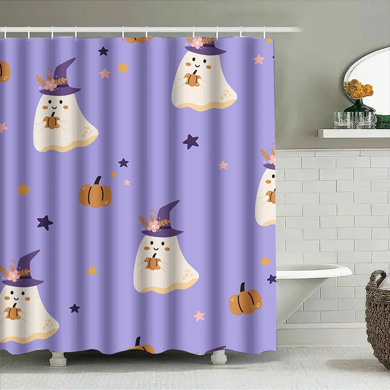 

1PCCute Ghost Хэллоуин занавеска для душа для ванной комнаты жуткий и праздничный декор