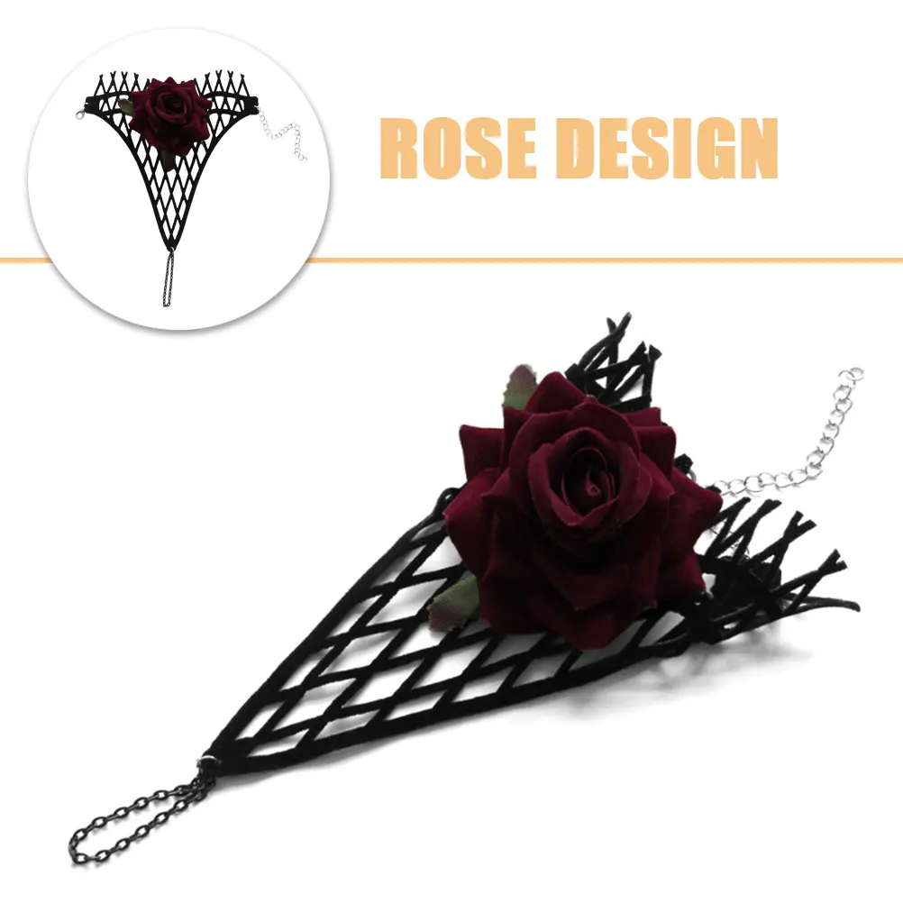 

Rose Bracelet Girls Bracelets Metal Flower Jewellery Black Double Sided Velvet Belt Wrist for
