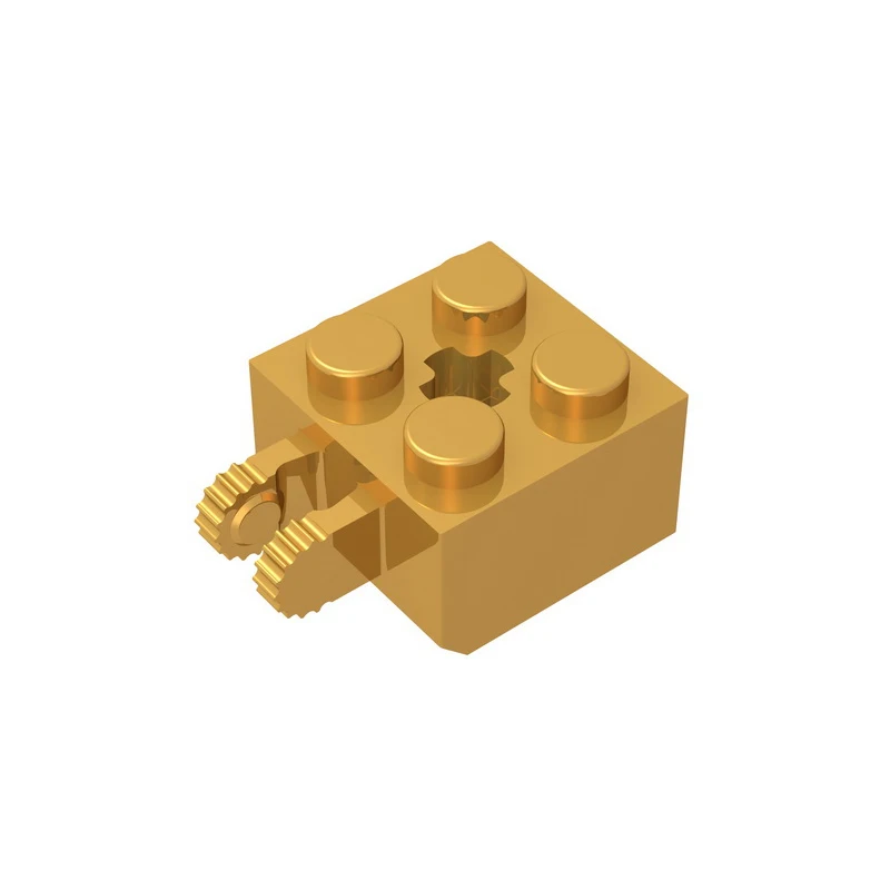Gobricks GDS-1085 Brick 2 x 2 Hinge Locking with 2 Fingers Vertical and Axle Hole, 9 Teeth compatible 40902