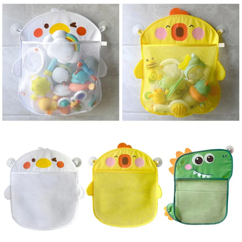 Bathroom Toy Storage Bag Capacity Bath Toy Organizer Capacity Cartoon Print Toy Storage Bag with Great Suction for Quick Drying