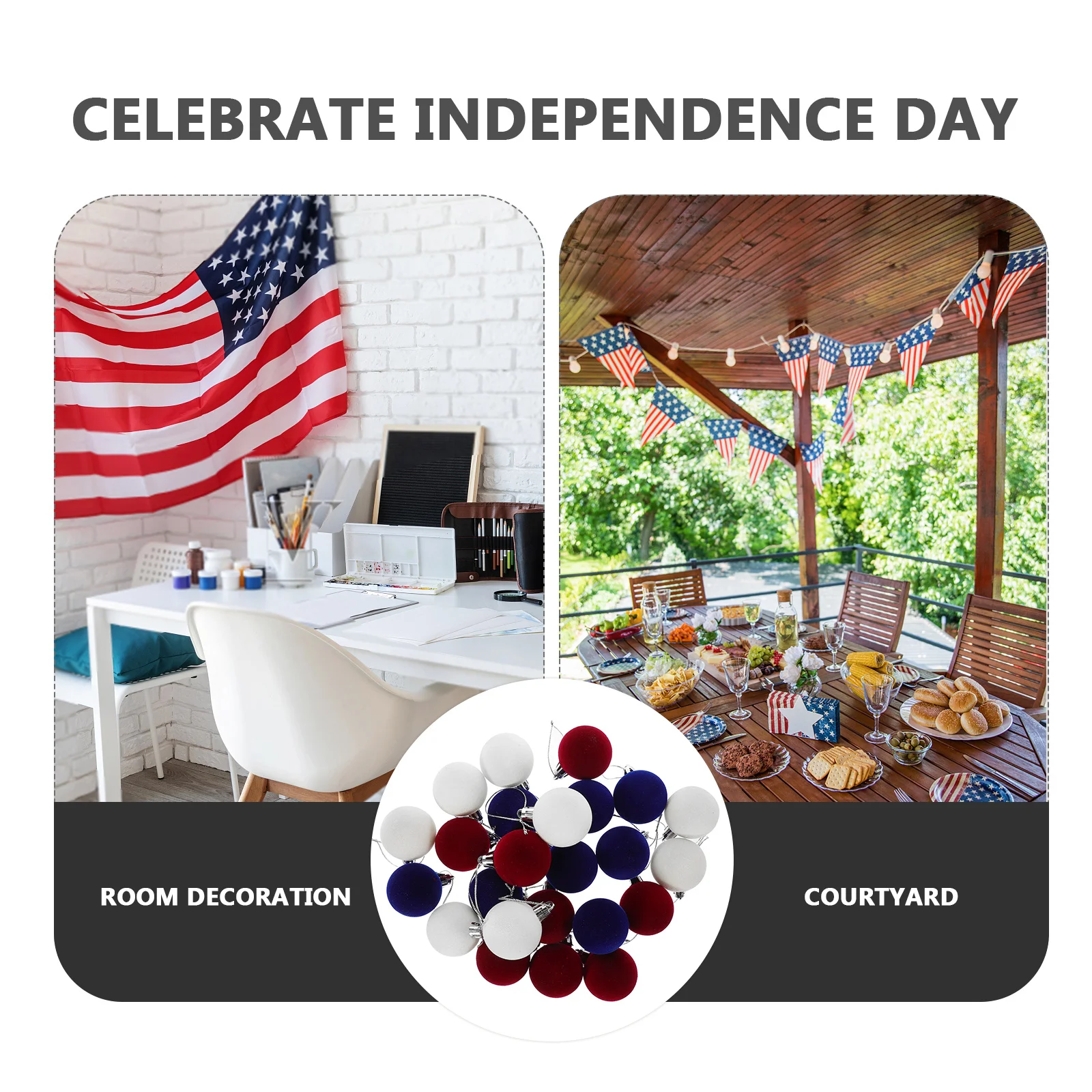 

24Pcs Independence Day Hanging Ball Decorative Pendants Party Hanging Decorations Festival Supplies 4th of July Patriotic
