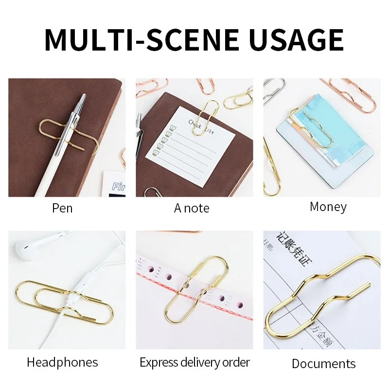 5PCS Multi-functional Metal Pen Clips Portable Paper Clip Pen Holders Clips School Learning Supplies Stationery Notebook Picture