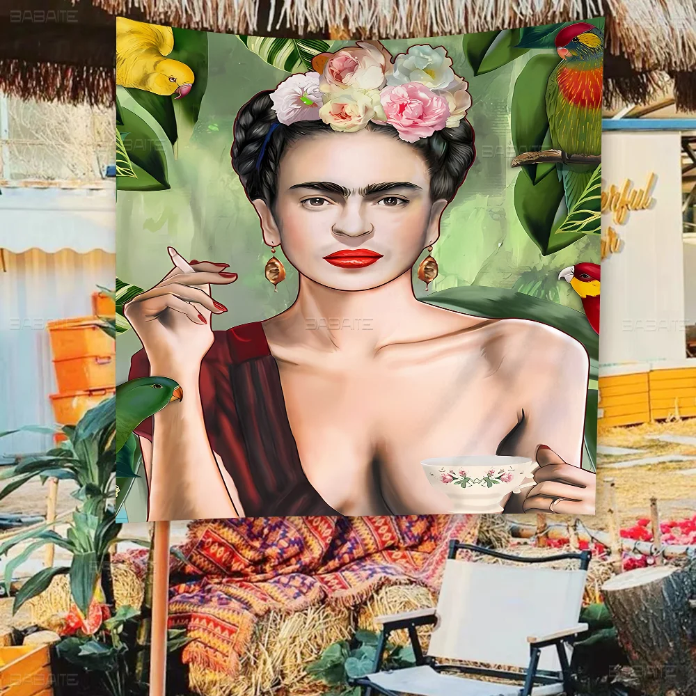 F-Frida K-Kahlo Cartoon Flag Art Science Fiction Room Home Decor Wall Hanging Home Decor Banner