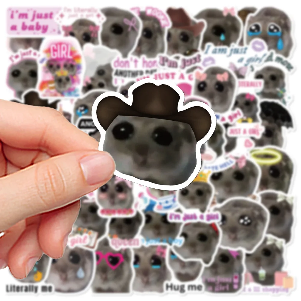 10/50PCS Funny Meme Stickers Sad Hamster Decals Cute Cartoon Notebook Luggage Graffiti Laptop Children Waterproof Stickers Toy