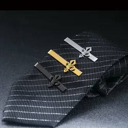 Stainless Steel Saint Lily Tie Clip Retro Christian Faith Jewelry Wedding Jewelry for Groom Mens Business Suit Tie Clamp