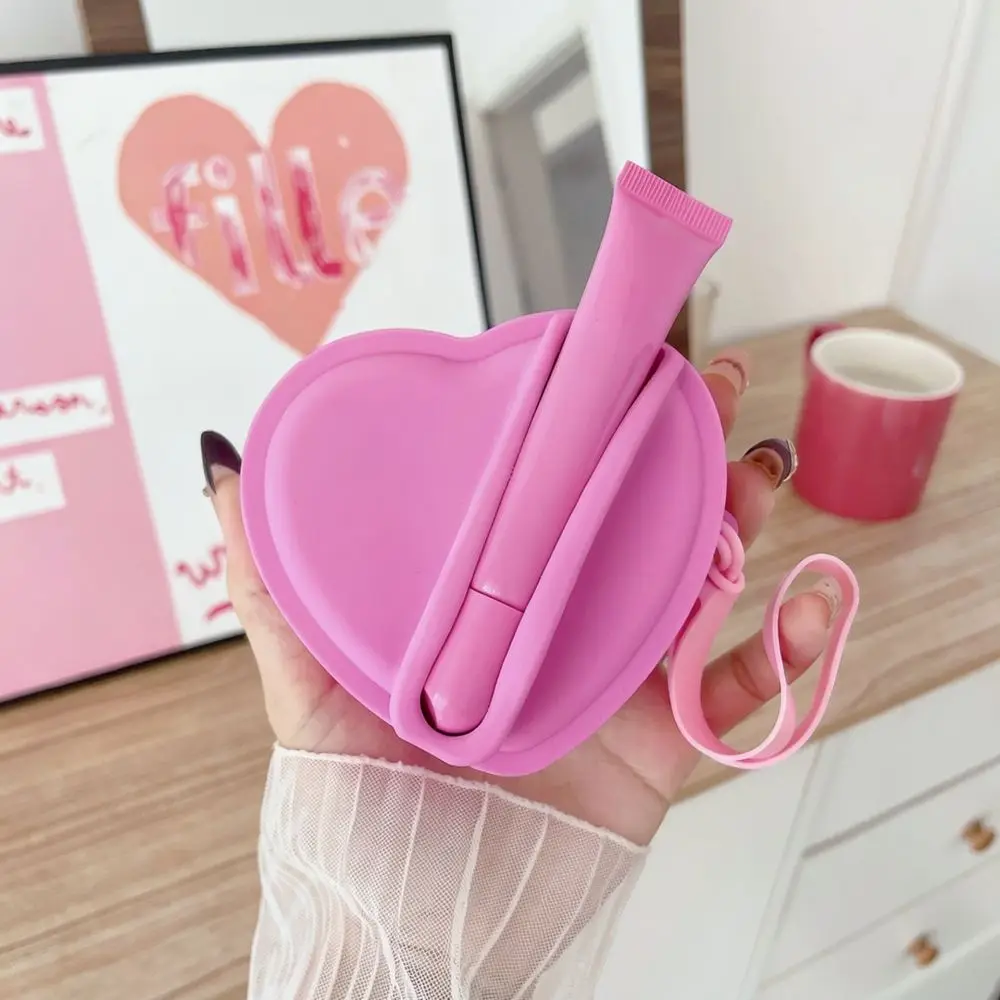Portable Heart Shape Silicone Pouch Mini Lipstick Case Earphone Storage Bag Coin Purse Soft Travel Accessories