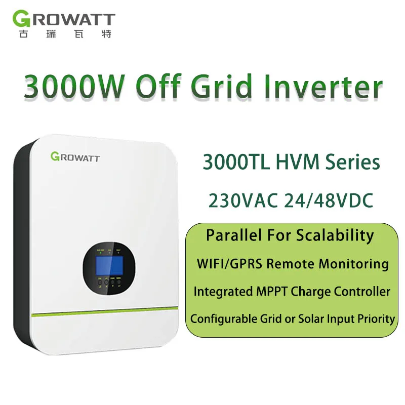 

Growatt Spf 3000Tl Hvm-24 Off Grid Solar Inverters 24Vdc 3000W Eu Version Inversor For Home Storage Use