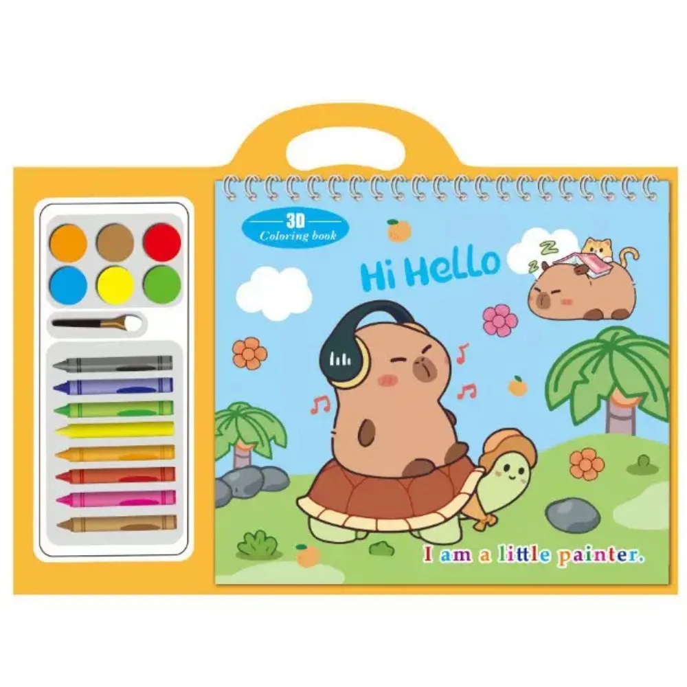 Creative Cartoon Coloring Book with Solid Pigment Multicolor Doodles Book Early Childhood Education Graffiti Painting Book Toy