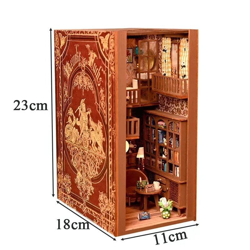 

НОВЫЙ DIY деревянный книжный уголок, вставка для полки, миниатюрные строительные наборы, книжная полка для кабинета, подставка для книг для взрослых, подарки на день рождения