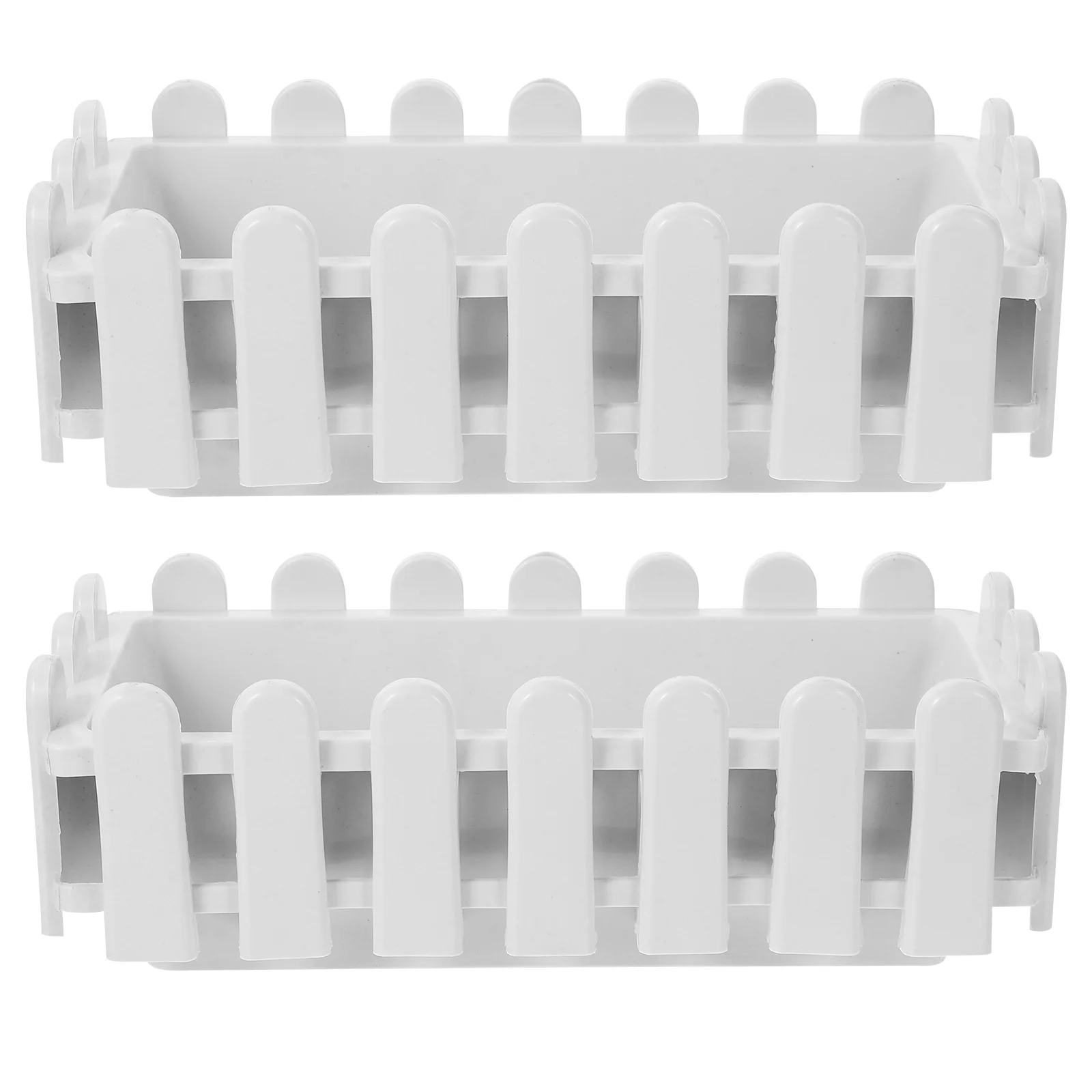 

2 Pcs Plant Pot Rectangular Fence Flower Green Succulent Planting 2pcs Planter Large Window Planters Plastic Outdoor White