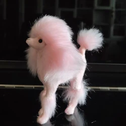 Kawaii Pink Poodle Figure Simulation Puppy Dog Plush Toys Handmade Crafts Ornament For Home Office Decoration 11*9cm 2Colors