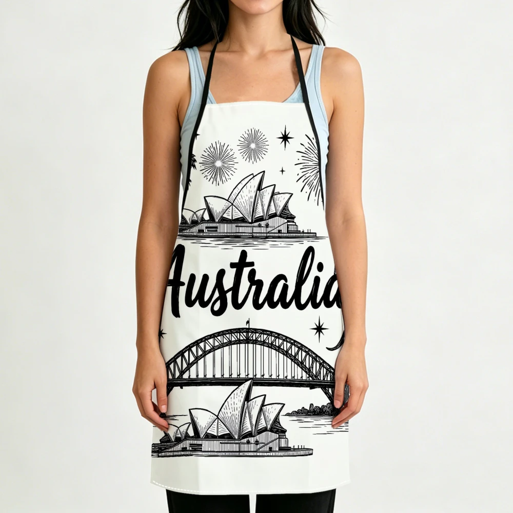 Men'S Accessories Australia - Celemek Dapur Cetak Sketsa Landmark Australia,