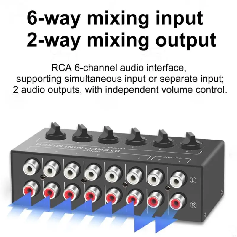 83CC MX620 Stereo Mixer 6 Channel Passive Auditory Interfaces 6In 2 Out With Easy Sound Control For Music Enthusiasts