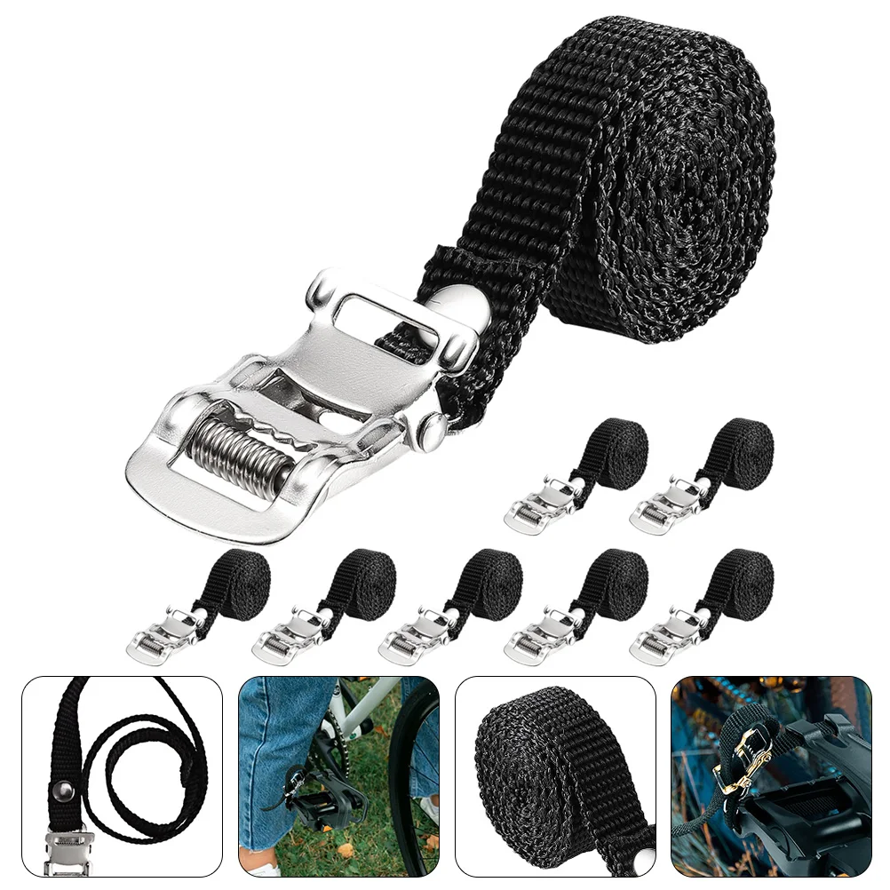 

8pcs Bike Pedal Straps Adjustable Footrest Straps for Gym Exercise Lightweight Portable Universal Compatibility Fitness