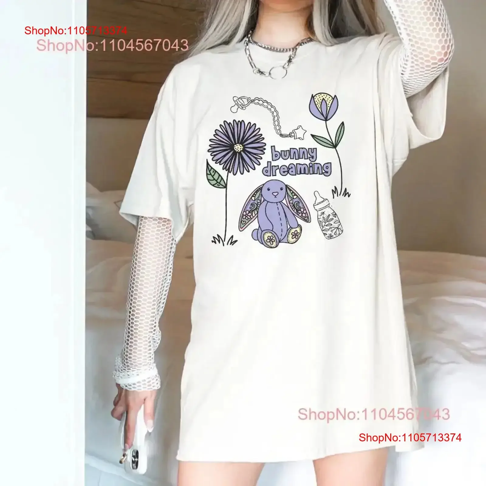 T-shirt Bunny Regression, vêtements vintage délavés légèrement, style Cutecore Kidcore Littlespace, pour enfants et adolescents