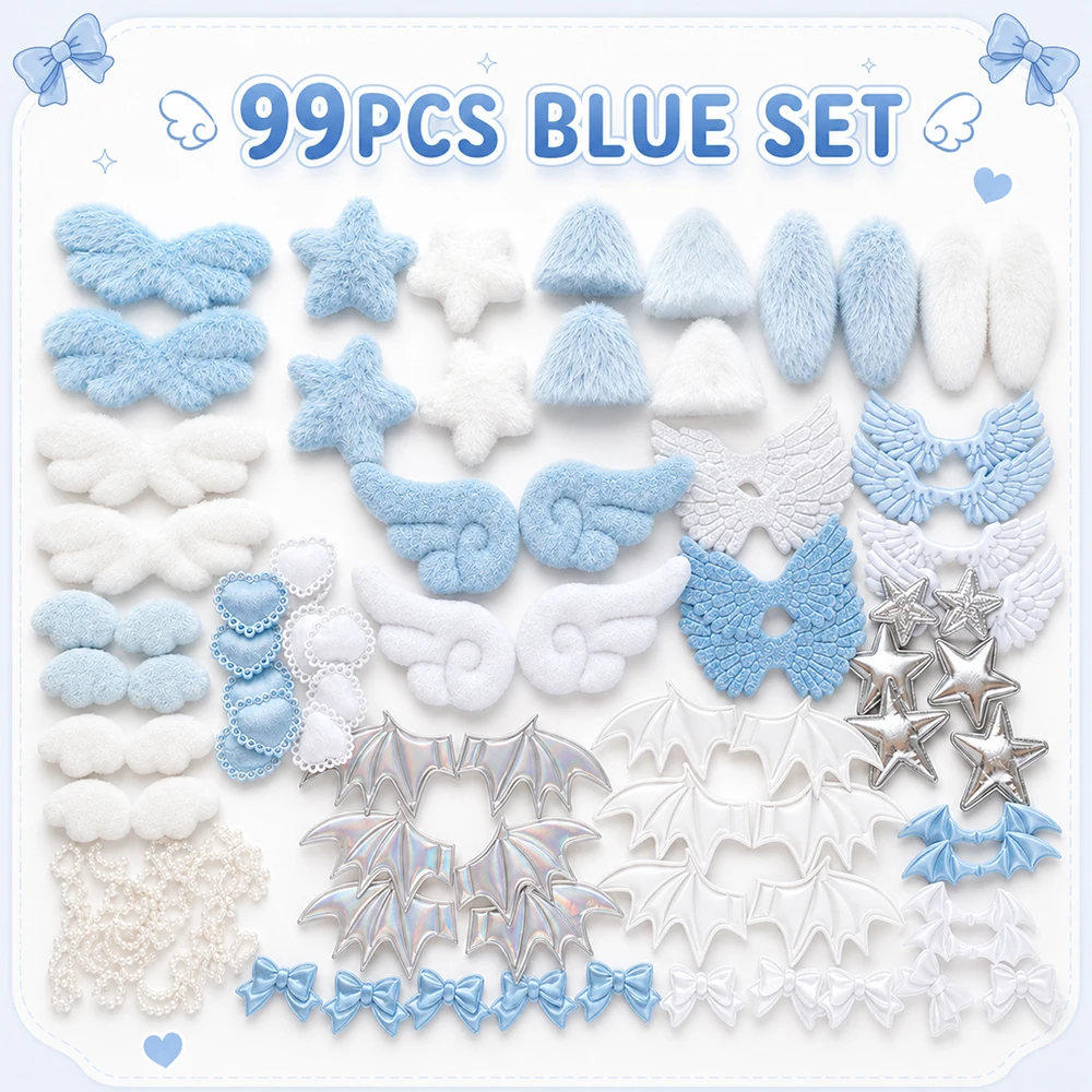 Süßes Mädchenhaftes DIY-Deko-Set: Spitzenband-Schleife, Engelsflügel, Hasenohren, Taschenzubehör, Lolita-Anime-Kartenanhänger, Handgemachte Dekoration