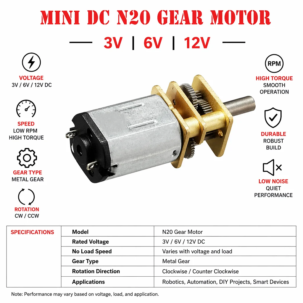 3V/6V/12V Electric Mini Micro Metal Gear Motor with Reducer DC Motors 5-6000rpm Speed For Smart Lock Robot Toys DIY Drive System