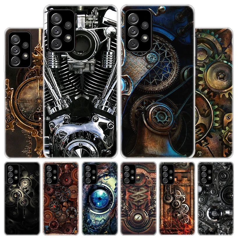 Steampunk Gear Mechanical Cover Phone Case For Samsung Galaxy A55 A54 A53 A52 A15 A14 A13 A12 A35 A34 A33 A32 A25 A24 A23 A22 A0