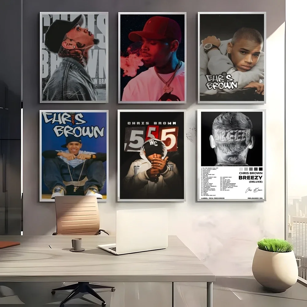 Rapper Singer C-chris Brown Poster Modern Art Print Gallery Wall Decor For Living Room Bedroom Office Creating Serene Ambiance