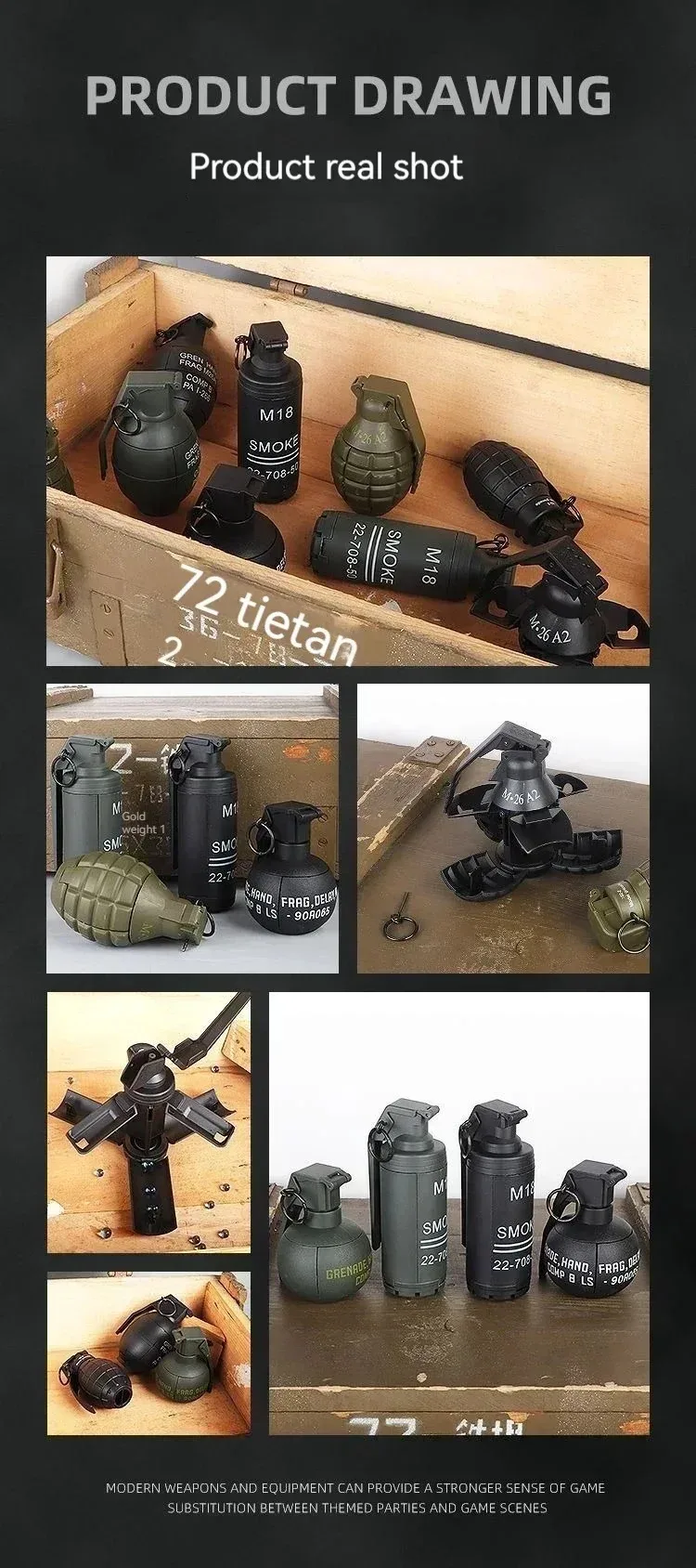 

Grenade Models Tactical Smoke Grenade Model M67 Burst Mine Water Grenade Bouncing Smoke Grenade And Other 10 Different Airsoft