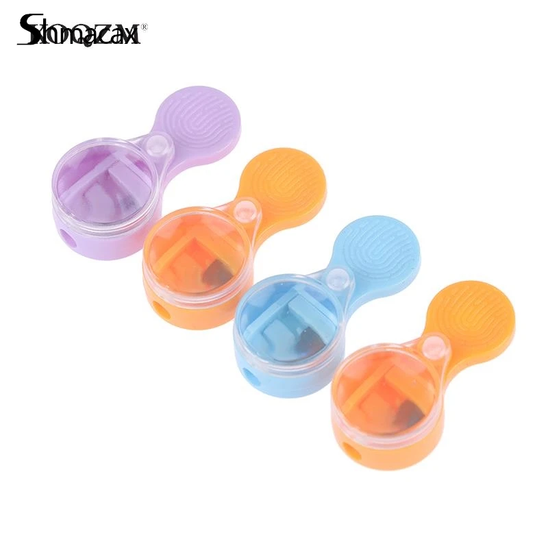 4pcs Pointer Pencil Sharpener Mini 2mm Leads Sharpener Portable Sharpener With Magnifying Glass Sharpening Tool