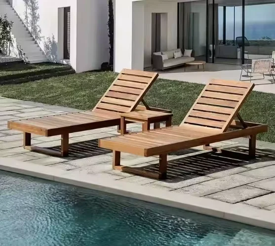 

High Quantity Waterproof Park Picnic Wood Villa Garden Patio Hotel Poolside Sea Beach Resort Outdoor Sun Lounger Chairpromote sa