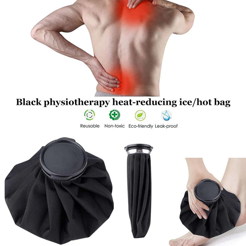 

11inch Ice Bag Reusable Hot Cold Ice Bag for Head Back Neck Shoulder Waist Leg Knee Sports Injury Pain Relief Black