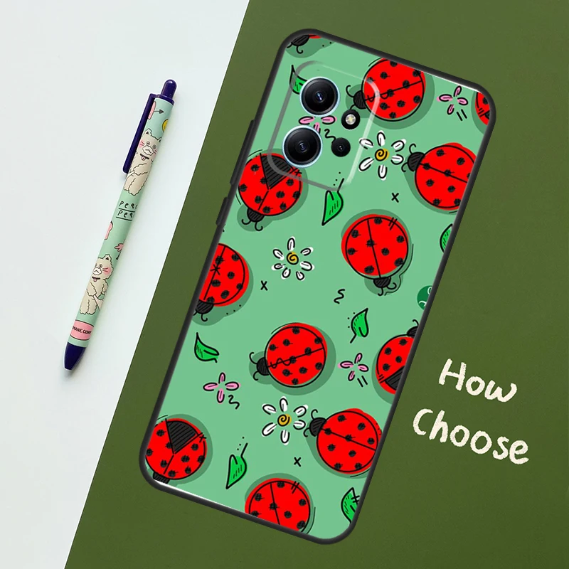 Ladybug Beetle Case For Xiaomi Redmi Note 12 11 10 9 Pro 12S 11S 10S 9S Back Cover For Redmi 12 9C 10C 12C