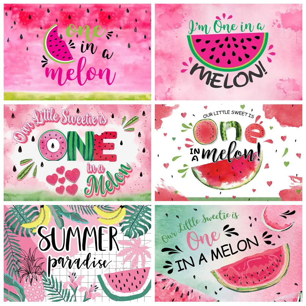 Watermelon Theme Backdrop For Photography Pink Watermelon Fruit Newborn Baby Shower Decor Background Banner Photo Studio Props