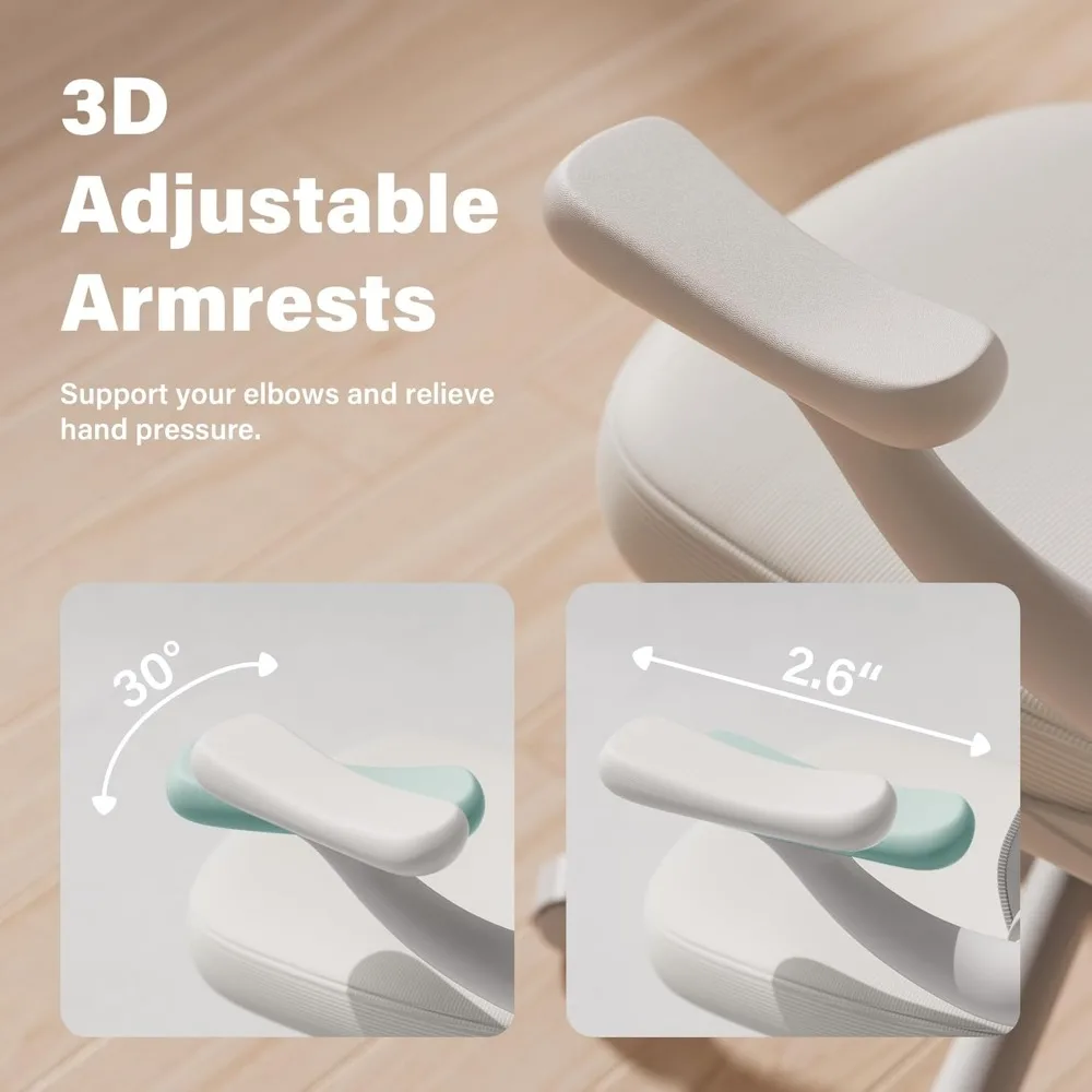 كرسي مكتب شبكي مريح مع دعم قطني قابل للتعديل وأذرع قابلة للطي، كرسي مكتب كمبيوتر بعجلات