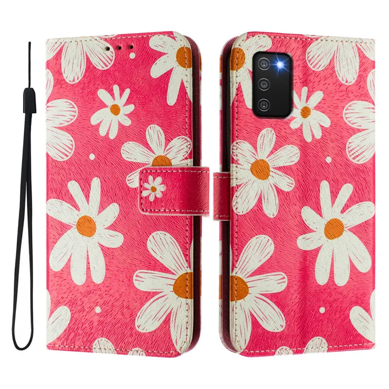 A03 casing ponsel kulit, sarung HP dicat magnetik untuk Samsung Galaxy A03s A02s A02 A01 M02 A03 Core A037F Coque