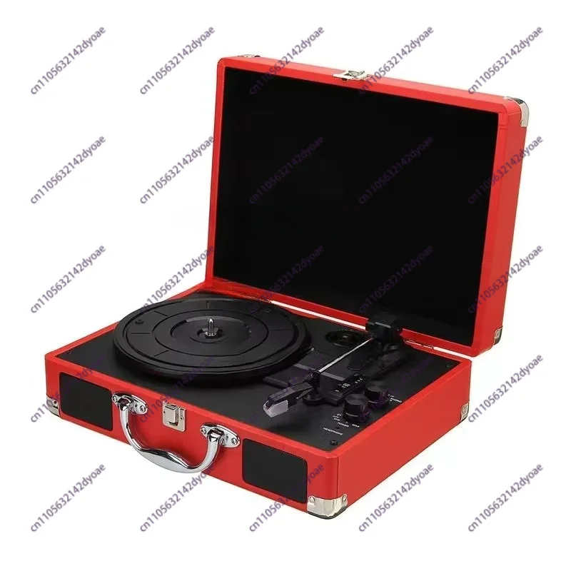 3-Speed Built-in Stereo Speaker Suitcase, Retro Vinyl Record Player