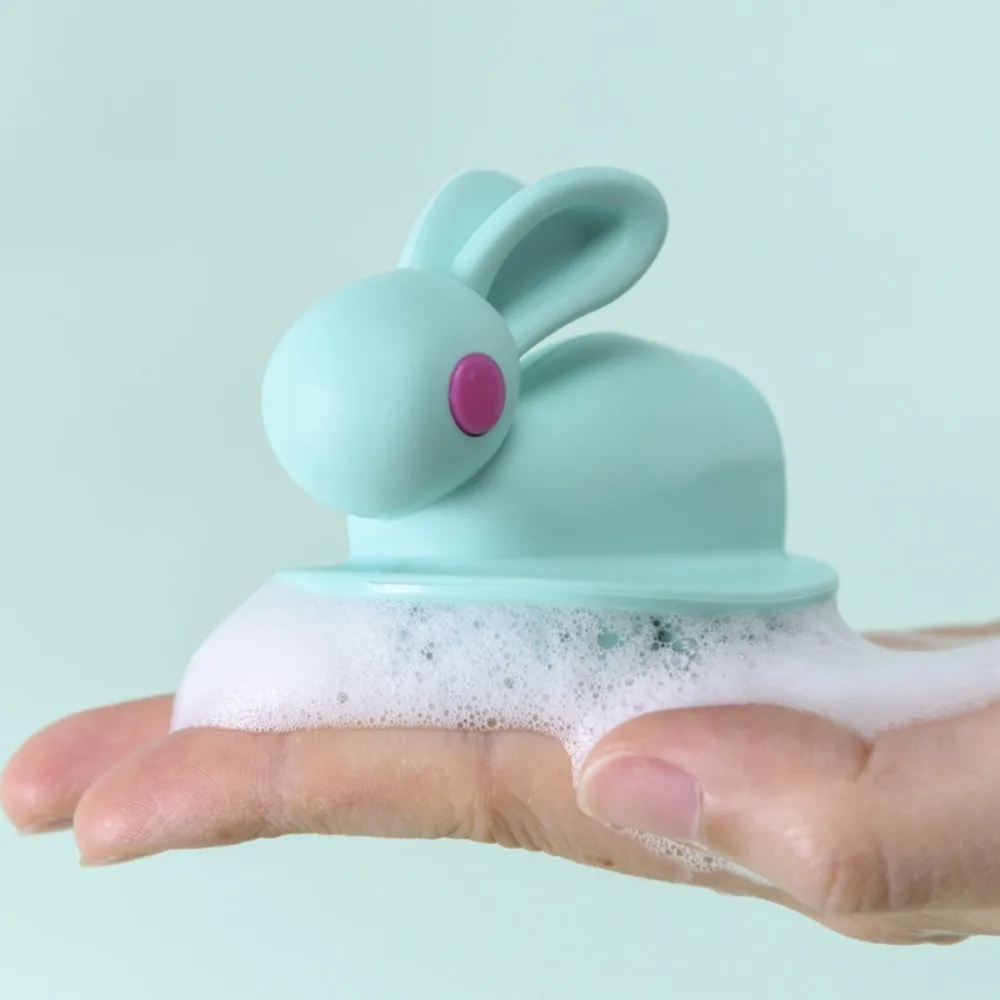 Rabbit Shape Shampoo Massage Brush Wet and Dry Use Foam Abundance Hend Washing Comb Durable with Hanging Hole