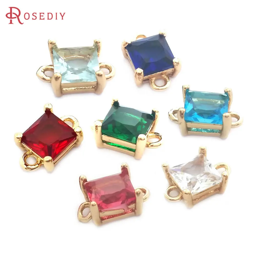 

18K Gold Color 2 Holes Square Connect Charms Pendants High Quality Necklace Earrings Diy Accessories Rosediy official-website
