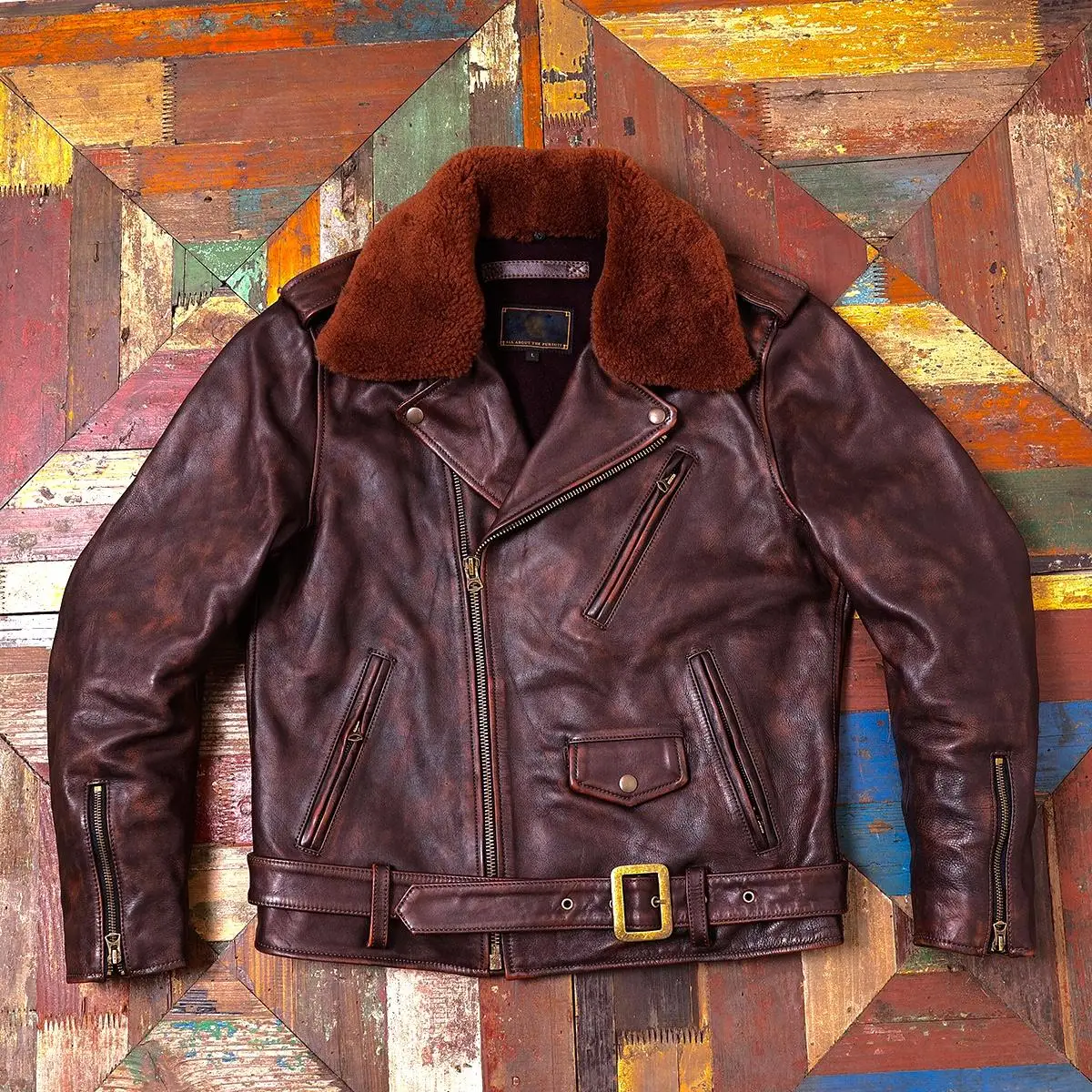 

Мужская байкерская куртка из натуральной кожи Tailor Brando, потертая винтажная байкерская куртка из воловьей кожи