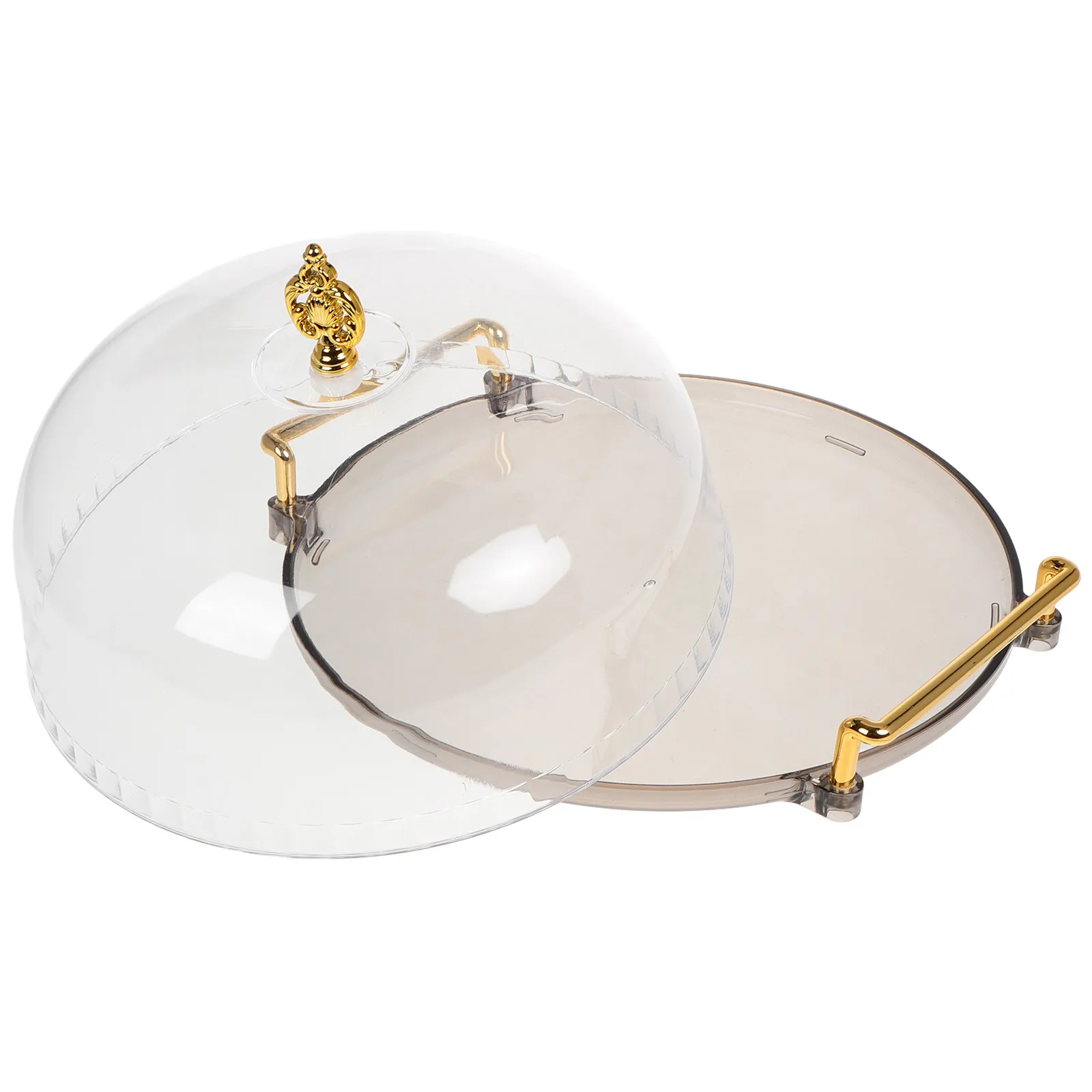 1Set Transparent Food Display Tray with Dome Cover for Cakes Desserts Fruits Tea Time Buffet Stylish Reusable Plastic