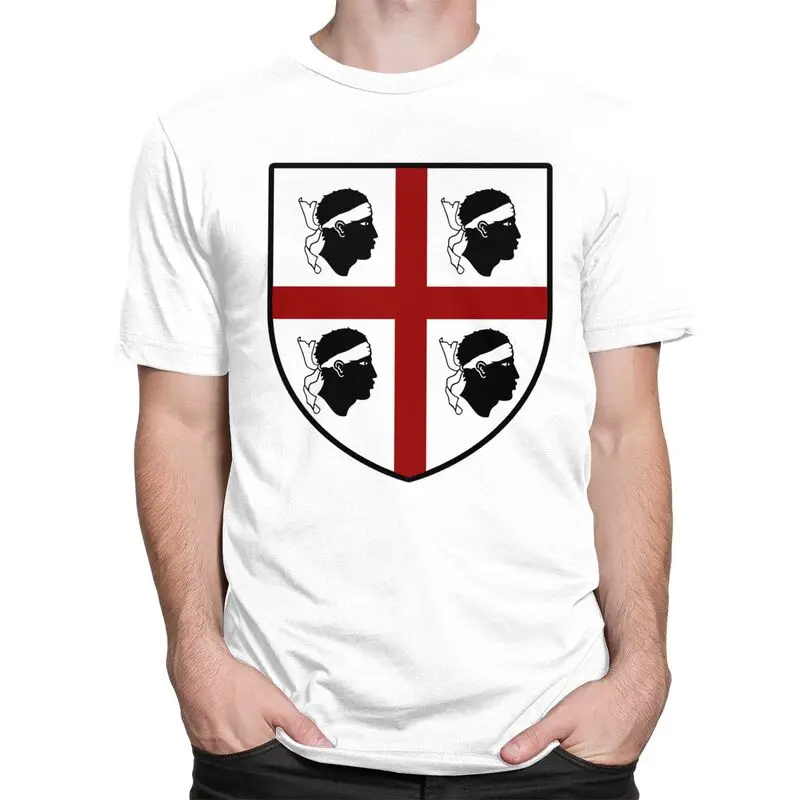 Custom Sardinia Flag Four Moors T Shirts Men Short-Sleeve Italy Sardegna Coat Of Arms T-shirts Tee Pure Cotton Slim Fit Tshirt