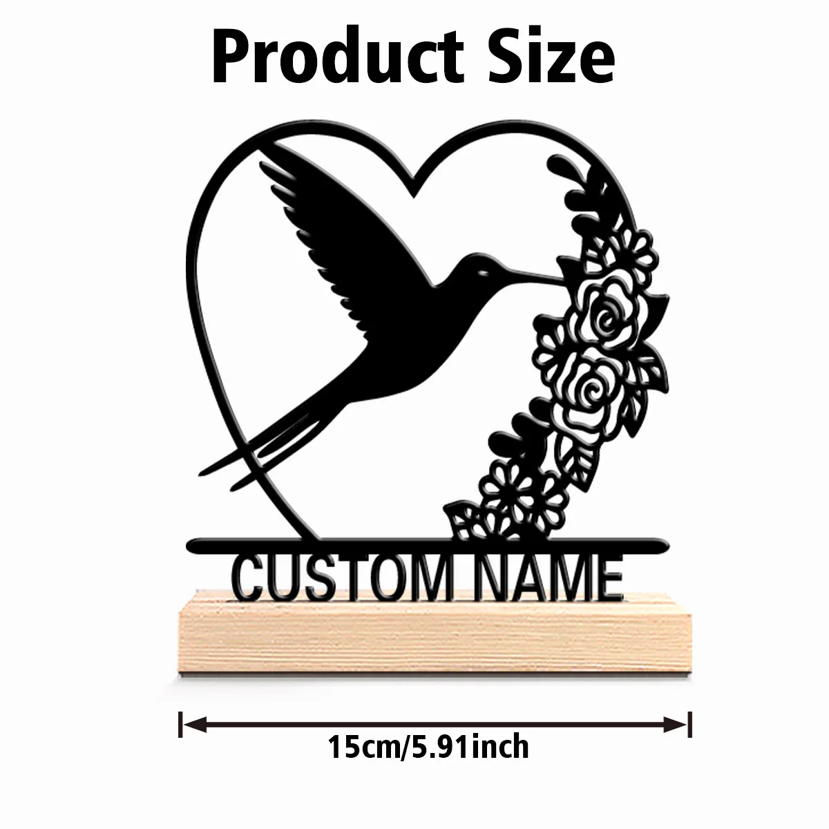1pc Fun Personalized Custom bird Metal Statues Symbolic Desk Decor with Wooden Base Perfect for Art Anniversary Romantic Gifts