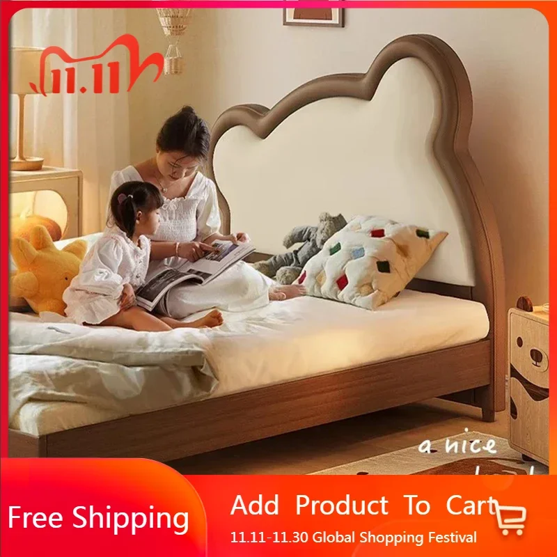 

Двуспальная современная кровать для девочек, красота, многофункциональная роскошная детская напольная кровать, спальная принцесса, безопасная кожаная мебель, уникальная мебель