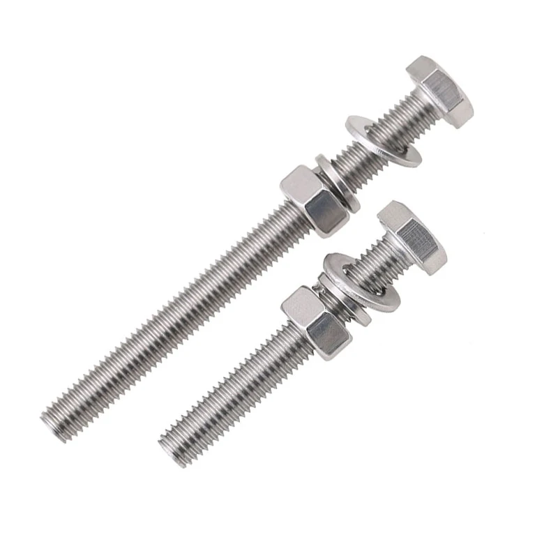 304 Stainless Steel Hexagonal Bolt Screw And Nut Set, Extended Screw Washer And Nut Set M6 M8 M10 Extended Screw Combination