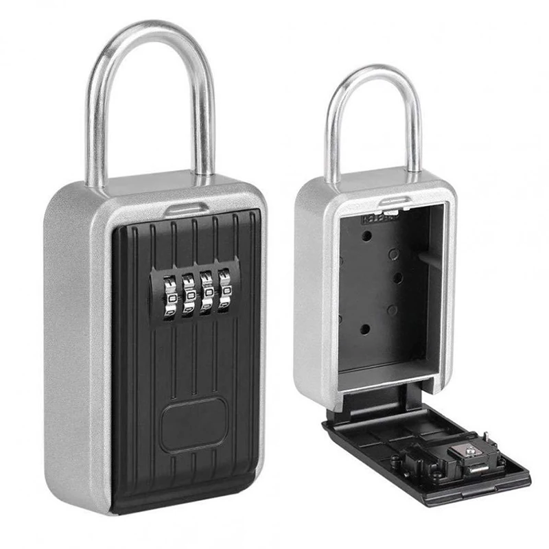 4-Digit Outdoor Key Safe Wall Key Box Safe Wall Mount Combination Lock Box Waterproof Key Safe Storage Lock Box