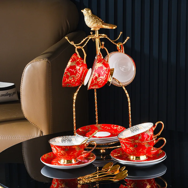 Vintage European Bone China Coffee Cup Set Ceramic High-grade Exquisite Senior Sense Niche Tea Set British Style Gift Box