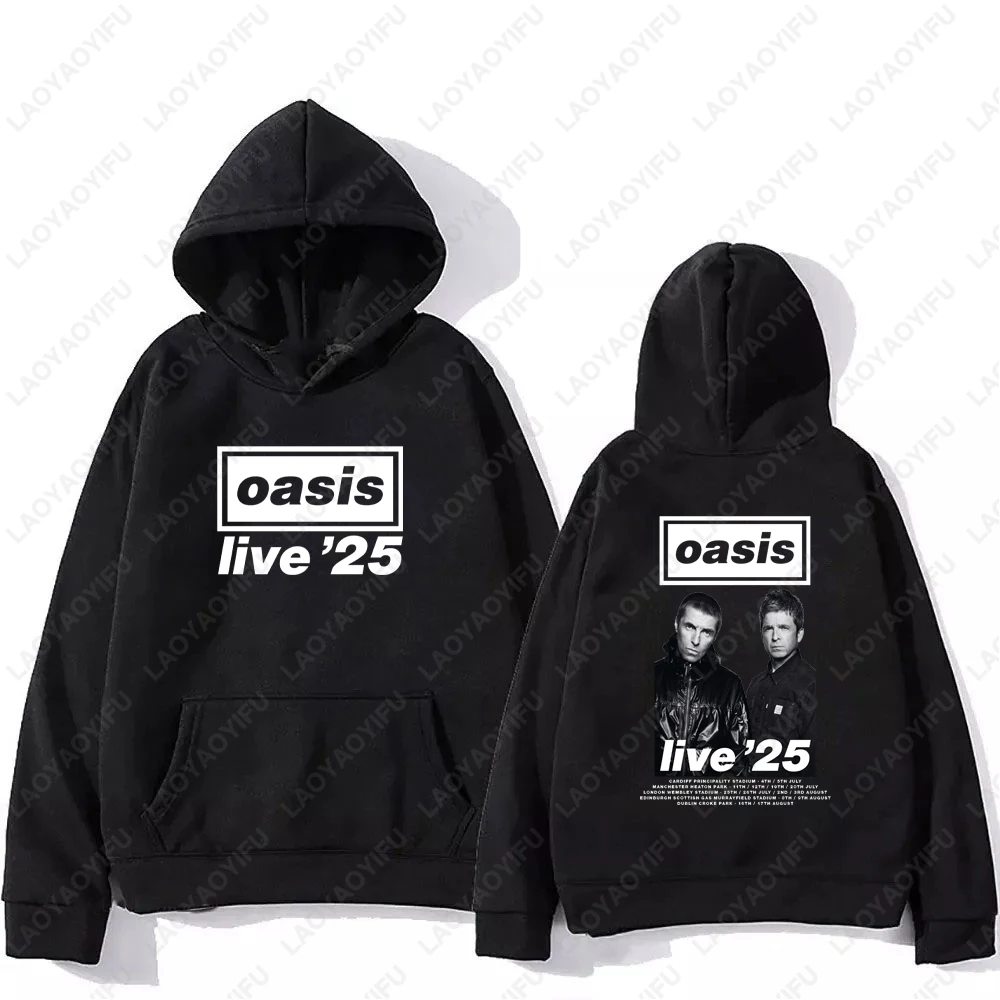 Oasis Tour Hoodie 2025 Live Concert Merch Double Sided Print Sweatshirt Woman Man Fans Concert Fashion Hip-hop Long Sleeve