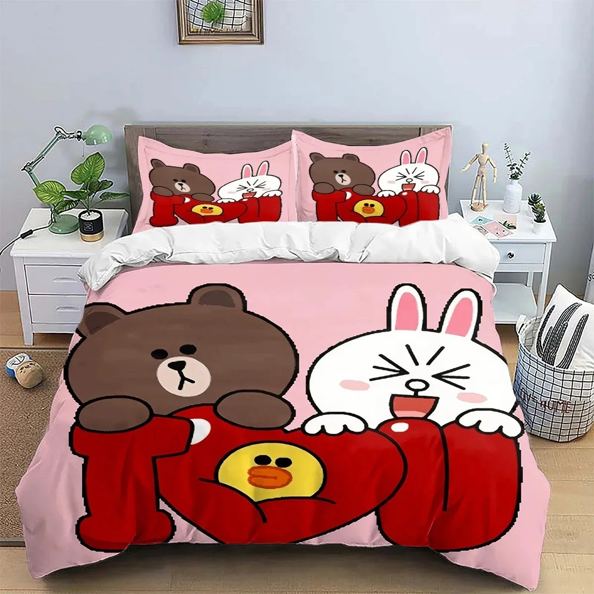 b-brown-bear-and-c-cony-set-di-biancheria-da-letto-per-bambini-con-copripiumino-e-federe-singolo-doppio-queen-size