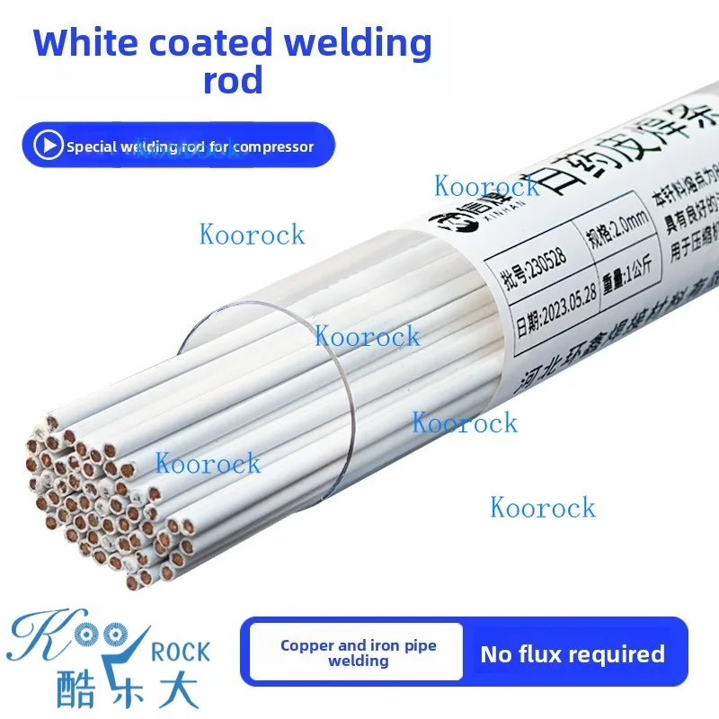 Electrodo de cobre-hierro especial para compresores, varillas recubiertas de fundente blanco para soldadura de gas/oxígeno/fuego y soldadura de tubos de cobre para aire acondicionado
