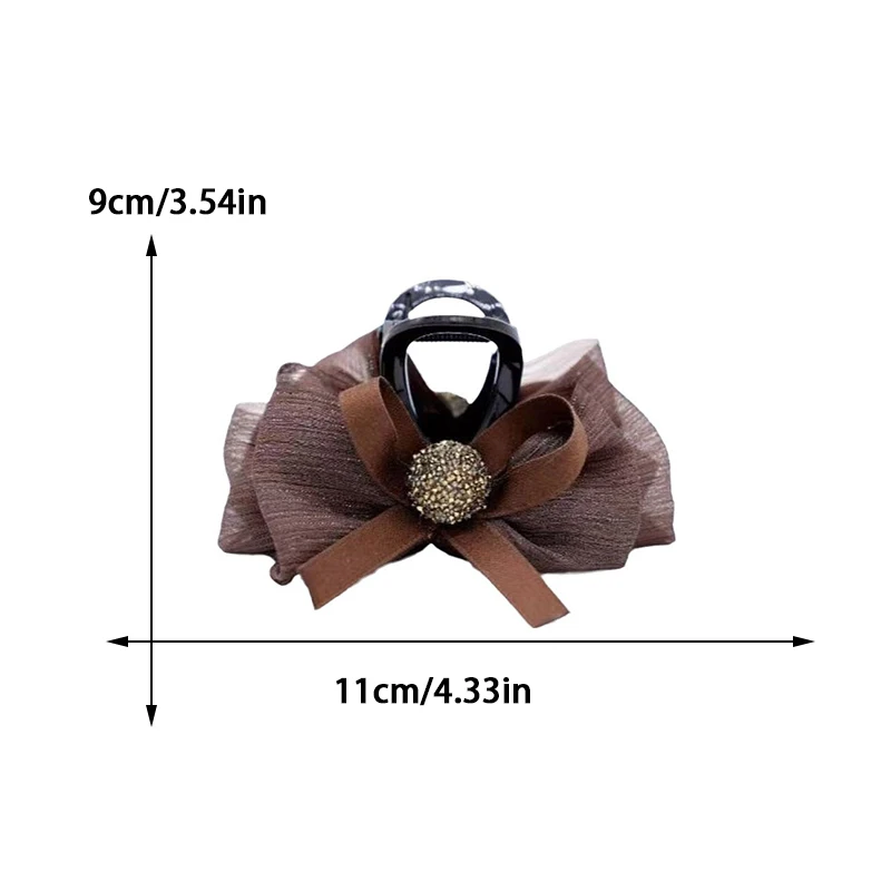 우아한 분위기의 메쉬 보우 헤어 클립 (여성용 시어서커 샤크 클립) 패션 소녀 뒷머리 헤어 클램프
