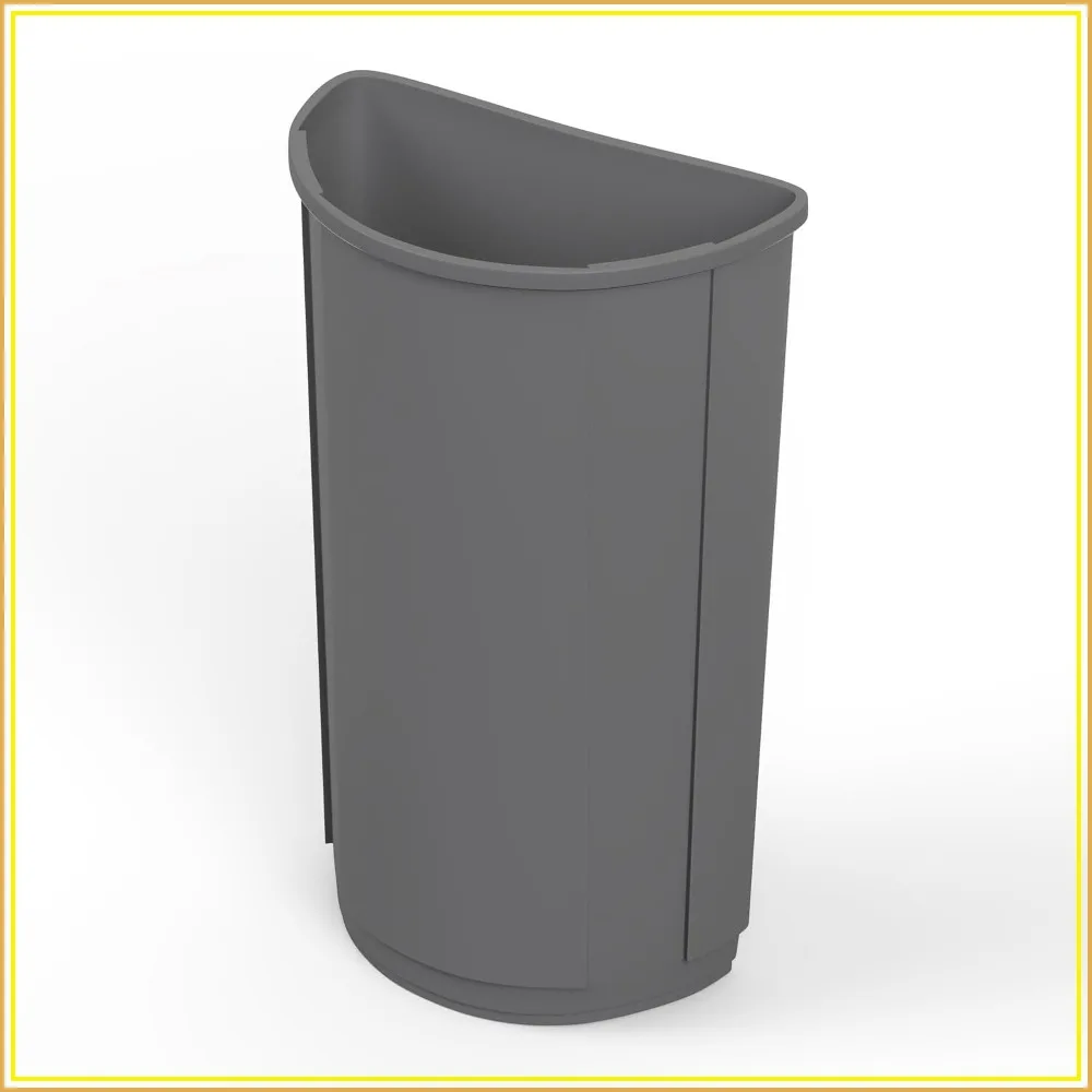 21 Gallon Half-Round Commercial Gray Trash Can for High-Traffic Spaces